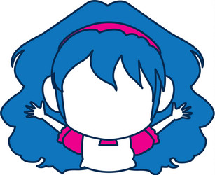 chibi anime girl face blue hair glasses vector image