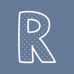 r alphabet letter with white polka dots on blue vector image