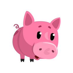 sad pink cartoon baby piglet cute funny little vector image