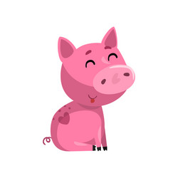 smiling pink funny cartoon baby piglet cute vector image