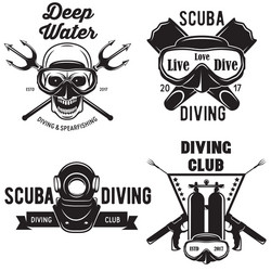 set of scuba diving club and school badges vector image