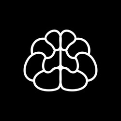 brain icon on black background vector image