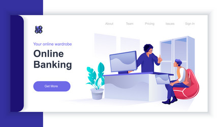 online banking concept 3d isometric web banner vector image