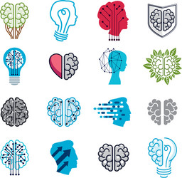 brain and intelligence icons or logos concepts vector image