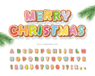 christmas gingerbread cookie font bisquit vector image