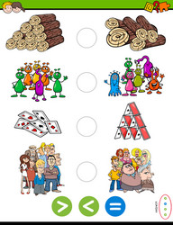 greater less or equal cartoon puzzle game vector image