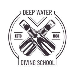 deep water diving school isolated monochrome promo vector image