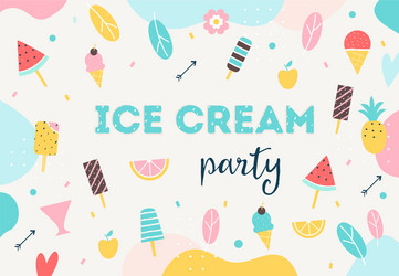 ice cream party colorful background summer vector image