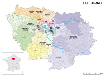 detailed administrative map of the ile-de-france vector image