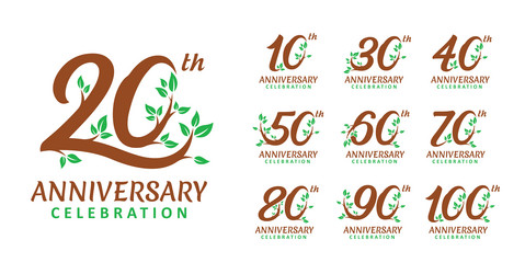 set of anniversary tree number vector image