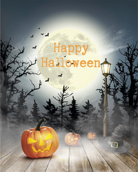 scary halloween background with pumpkins and moon vector image