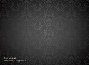 seamless black floral background vector image