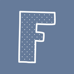 f alphabet letter with white polka dots on blue vector image