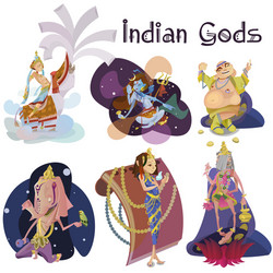 set of isolated indian gods meditation in yoga vector image