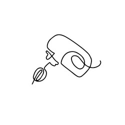 continuous one line whisk hand mixer drawn v vector image