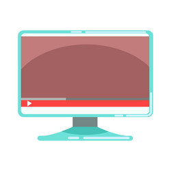 computer monitor with media player interface vector image