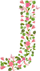 floral font with spring pink flowers romantic vector image