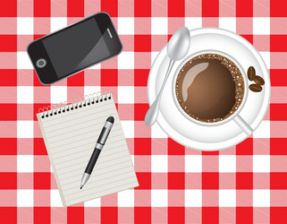 telephone coffee and a notebook vector image