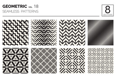 minimal geometric seamless patterns set vector image