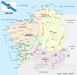 administrative map galicia spain vector image