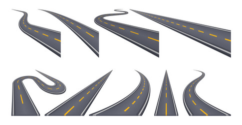 set of 9 asphalt road concepts in perspective vector image