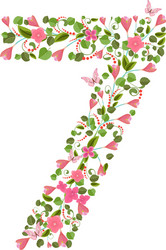 floral font with spring pink flowers romantic vector image