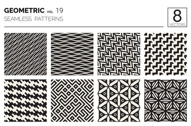 minimal geometric seamless patterns set vector image