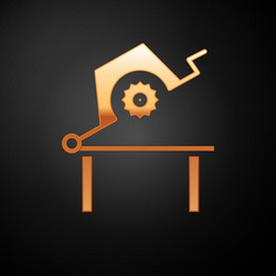 gold table saw for woodwork icon isolated on black vector image