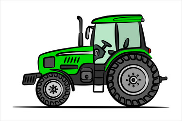 a hand drawn art of green tractor vector image