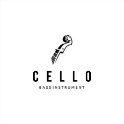 cello or bass clef instrument logo design vector image