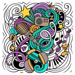 music hand drawn doodles musical poster design vector image