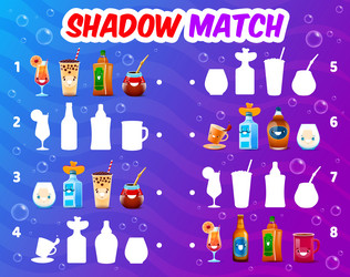 shadow match game cartoon drink characters shades vector image