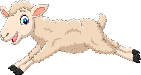 cartoon happy lamb jumping on white background vector image