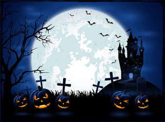 dark halloween night with pumpkins vector image