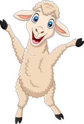 cartoon happy lamb isolated on white background vector image