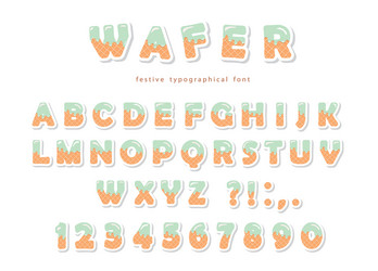 wafer font cute sweet letters and numbers can vector image