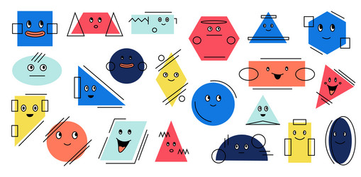 geometric characters with emotions minimalistic vector image