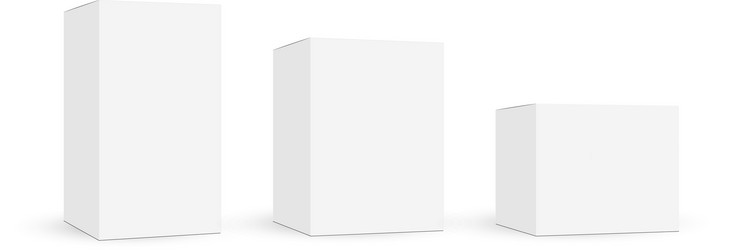 set white cardboard boxes mockups vector image