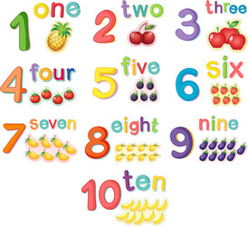 counting numbers with fruits vector image