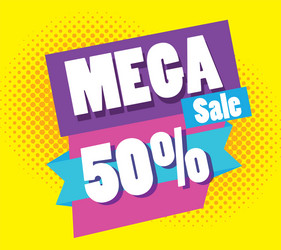 mega sale discounts poster memphis style vector image