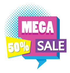 mega sale discounts poster memphis style vector image