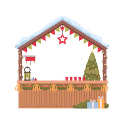 christmas market stall kiosk with coffee tea booth vector image