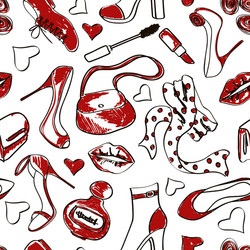 seamless pattern of shoes and accessories vector image