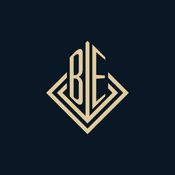 initials be logo rhombus lines shape style luxury vector image