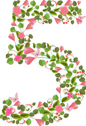 floral font with spring pink flowers romantic vector image