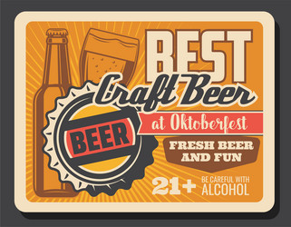 beer glass and bottle lager or ale oktoberfest vector image