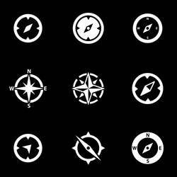 white compass icon set vector image