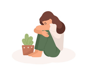 sad young girl flat bad mood vector image