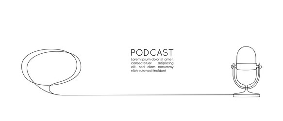 continuous one line drawing of podcast microphone vector image