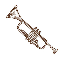 trumpet horn or pipe isolated sketch musical vector image